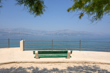 The seaside promenade in Postira on the island of Brac. Croatia