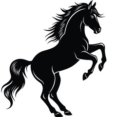 Standing horse silhouette vector illustration. black horse white background.