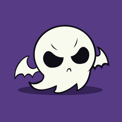 Cute Angry Ghost with Bat Wings
