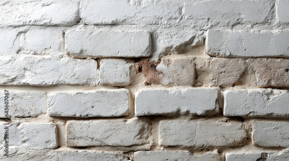 Poster frontfacing white brick wall with subtle shadows and natural lighting, showcasing textured surface a