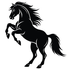 Standing horse silhouette vector illustration. black horse white background.