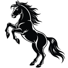 Standing horse silhouette vector illustration. black horse white background.