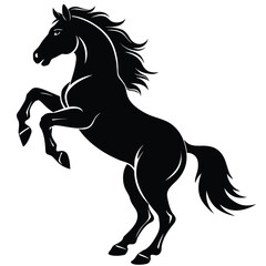 Standing horse silhouette vector illustration. black horse white background.