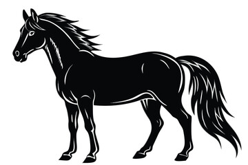 A silhouette of a running horse vector illustration.
