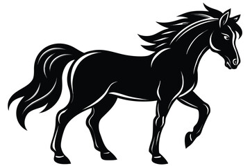 A silhouette of a running horse vector illustration.