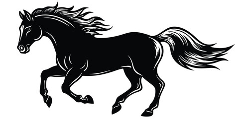 A silhouette of a running horse vector illustration.