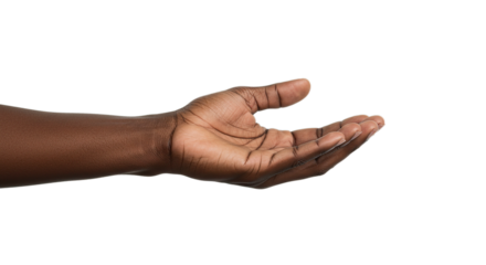 African american hand open offering gesture isolated on black background stock photo and illustration