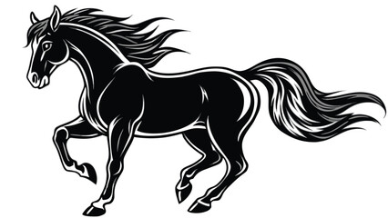 A silhouette of a running horse vector illustration.