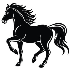 A silhouette of a running horse vector illustration.