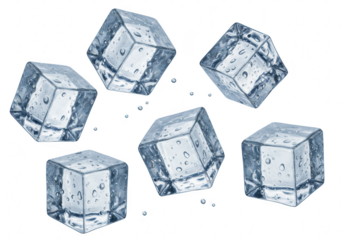 Ice cubes isolated on transparent background