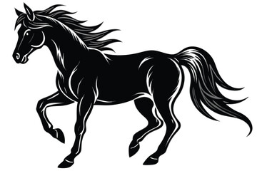 A silhouette of a running horse vector illustration.