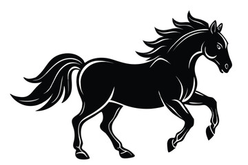 A silhouette of a running horse vector illustration.