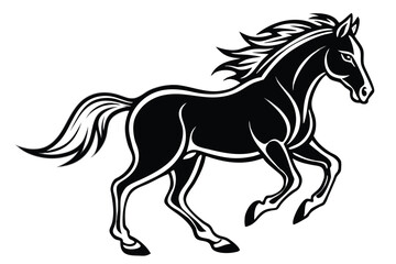 A silhouette of a running horse vector illustration.