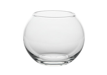 Empty round glass fishbowl isolated on transparent background