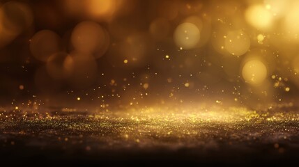 The Sparkling Golden Background with Enchanting Bokeh Effects and Shimmering Glow.