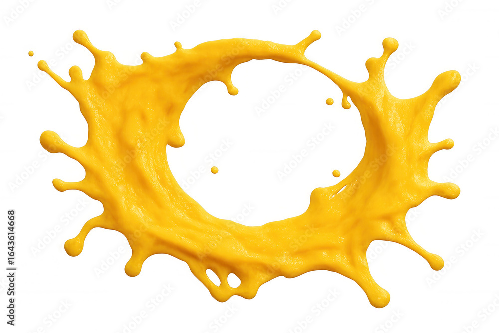 Poster orange juice splashing and making a circle with transparent background, perfect for compositing