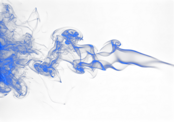 Blue smoke wisps isolated on transparent background