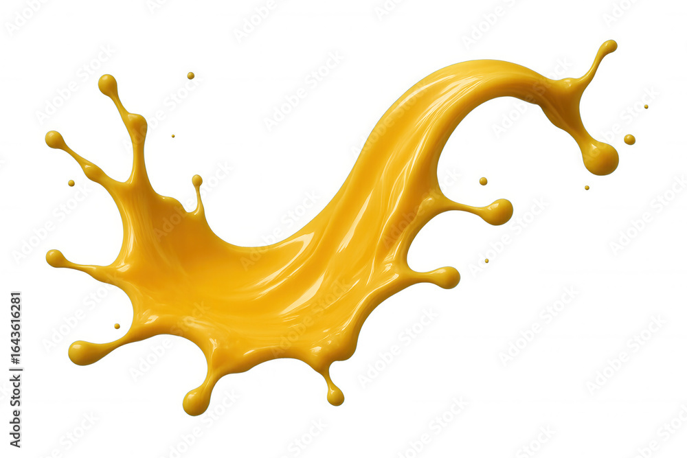 Poster dynamic splashing yellow liquid, ideal for adding a vibrant and refreshing touch to various creative