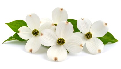 Obraz premium White flowers with green leaves