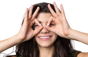Smiling girl gesturing OK sign with her hand