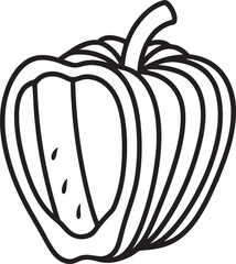 Red bell pepper whole sliced and stuffed with vegetables vector illustration natural food ingredient
