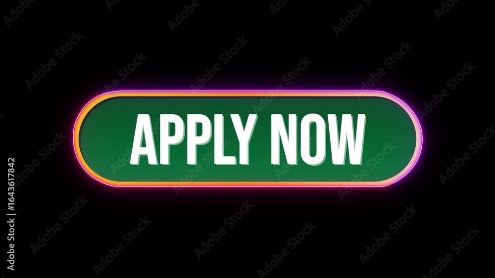 Fototapete apply now button click animation with computer mouse cursor and luxury neon glow colorful border on 