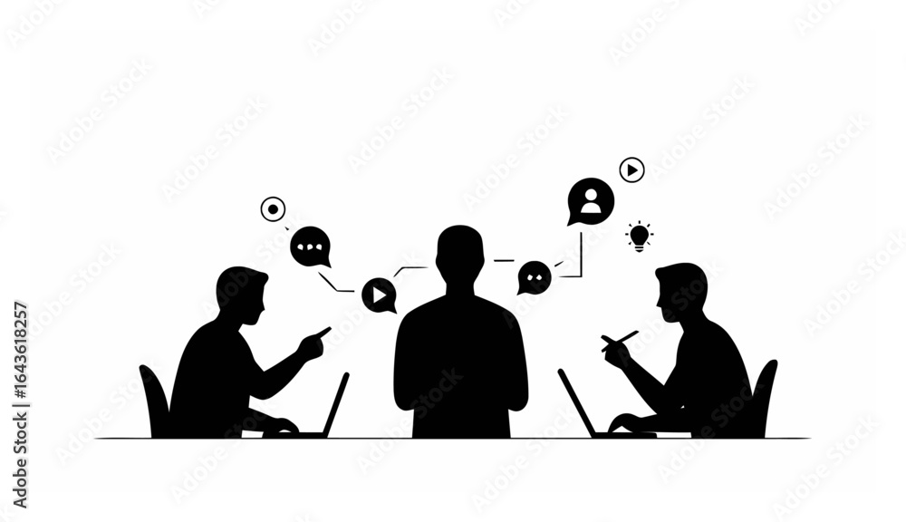 Poster modern minimalist brainstorming idea session vector. creative tech concept.