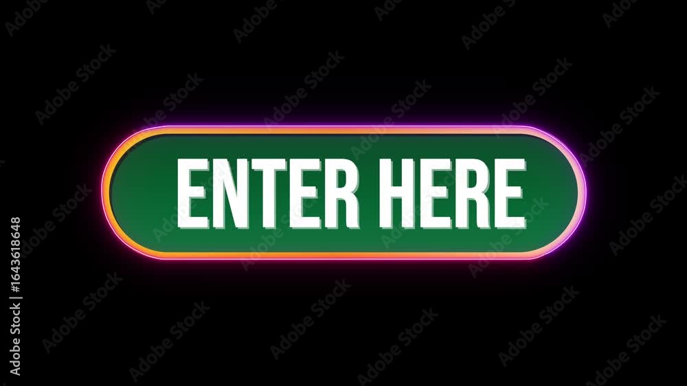 Fototapete enter here button click animation with computer mouse cursor and luxury neon glow colorful border on