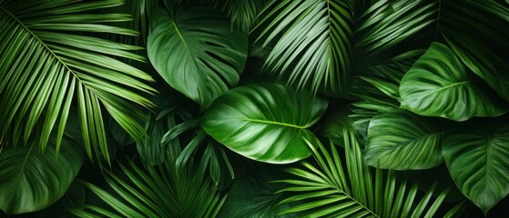 Lush Green Tropical Foliage Background