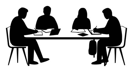 Fototapeta premium Modern Minimalist Group Study Silhouette Vector Design