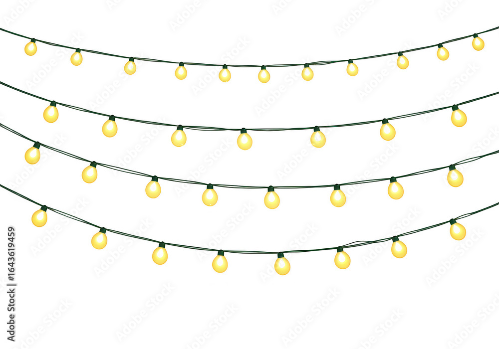 Poster string of yellow lights isolated on transparent background