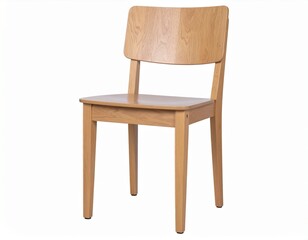 Fototapeta premium Minimalist Footed Wooden Chair with Rounded Legs on White Background