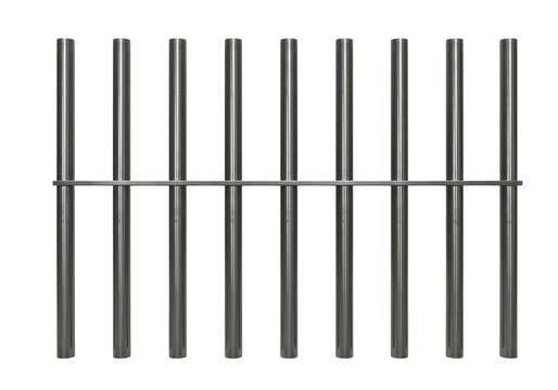 Metal grate with parallel bars isolated on transparent background
