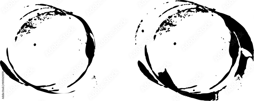 Poster the image shows a collection of handwritten notes and abstract black and white circular patterns.