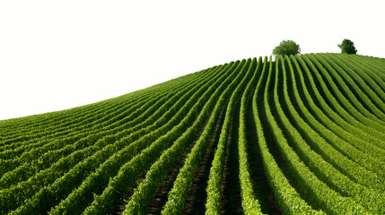 serene vista of lush vineyard isolated on white background