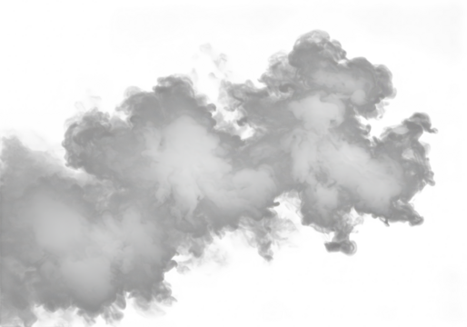 Gray smoke swirling isolated on transparent background