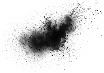 Black ink splash explosion isolated on transparent background