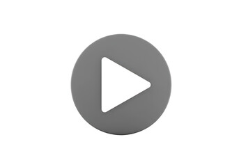 Gray play button icon, isolated on transparent background