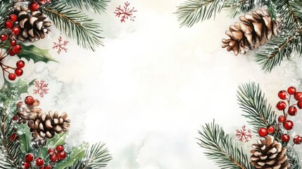Watercolor Illustration of Winter Holiday Elements