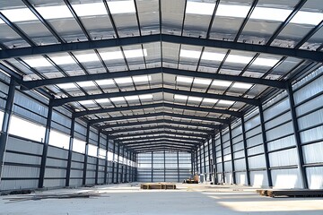 Inside A New Steel Structure Building Modern Industrial Construction Warehouse Project Interior Space Design Skylights