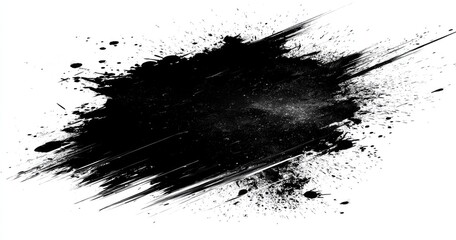 Black paint splatter on white background