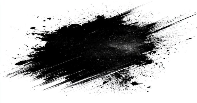 Black paint splatter on white background - Powered by Adobe