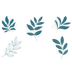 Obraz premium Elegant set of botanical leaf elements featuring modern minimalist design and natural aesthetics