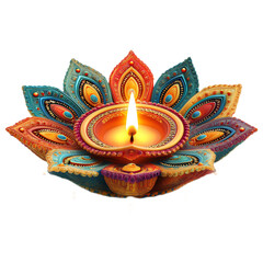 Diya Lamp in Lotus Flower, Diwali Celebration
