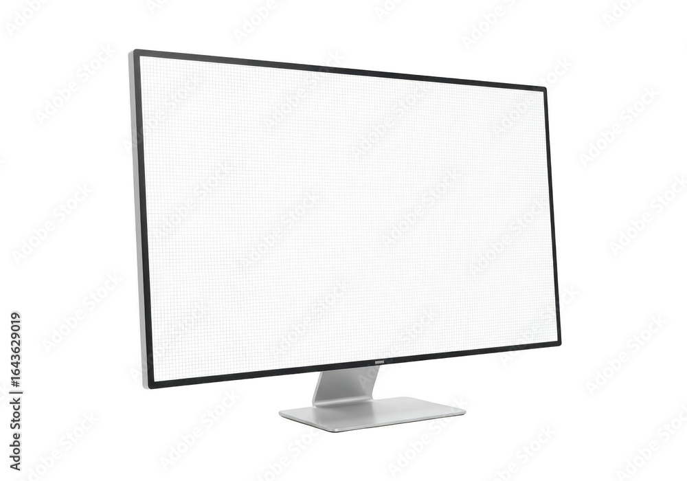 Poster modern computer monitor with blank screen, isolated on transparent background