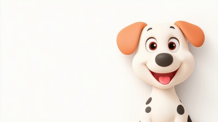 Happy Cartoon Dog Illustration in 2D Style with Big Eyes and Cheerful Expression for Fun and Playful Designs