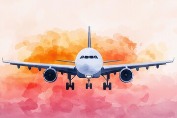 Airport expansion planning Smart airport strategy, IoT and AI embedded in facility upgrades, watercolor style