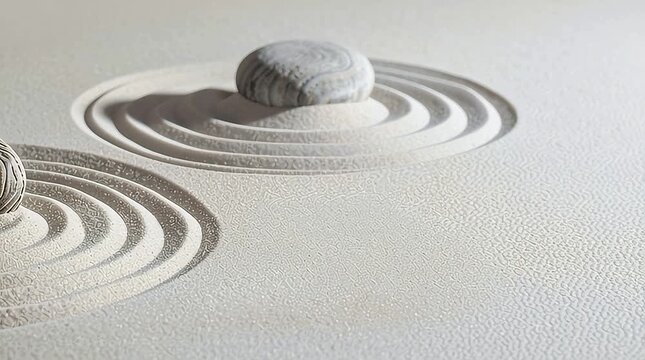 Papercut style zen garden with concentric raked