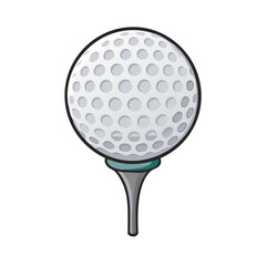 A Close Of Golf Ball On The Tee
