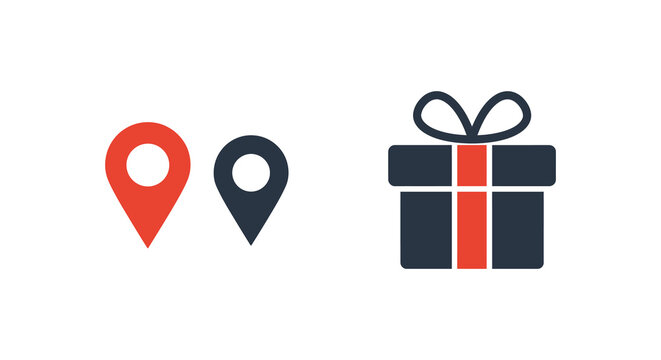 Location based gift delivery service icon set